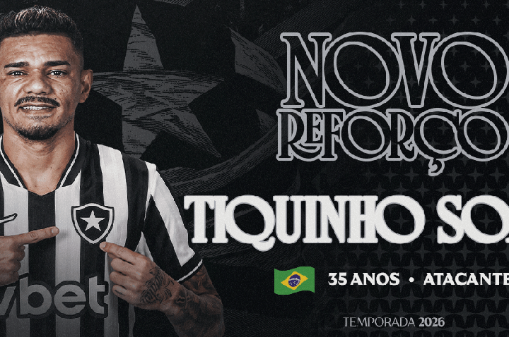 Botafogo anuncia retorno de Tiquinho Soares ao clube; veja detalhes