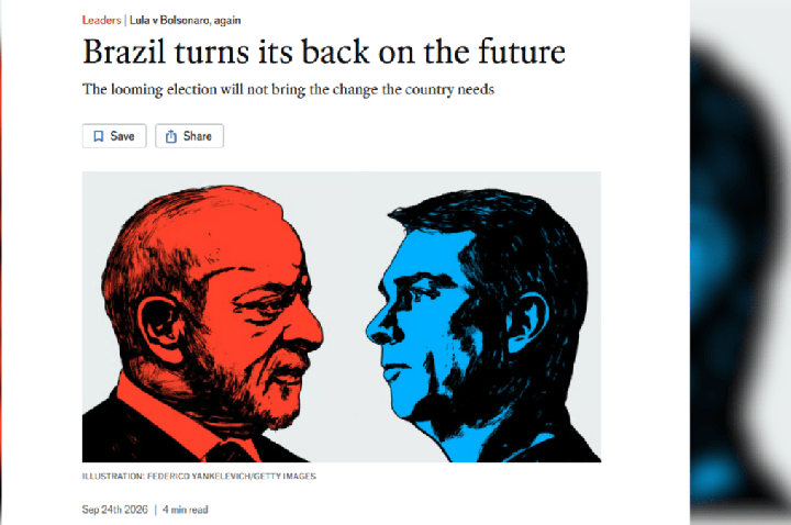 Economist diz que, entre Lula e Flávio, Brasil dá as “costas para o futuro”