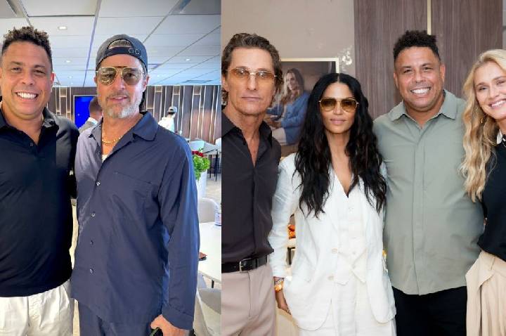 Fãs? Brad Pitt e Matthew McConaughey posam ao lado de Ronaldo