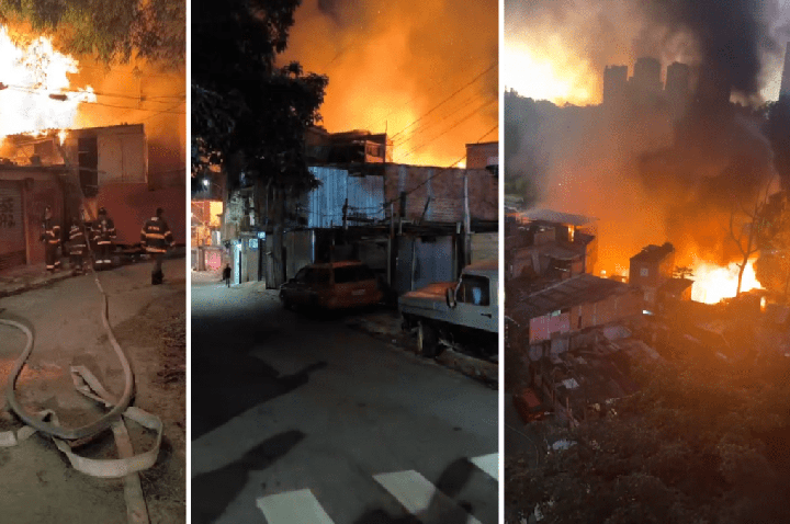 Incêndio em Paraisópolis atinge 150 moradias e famílias ficam desabrigadas