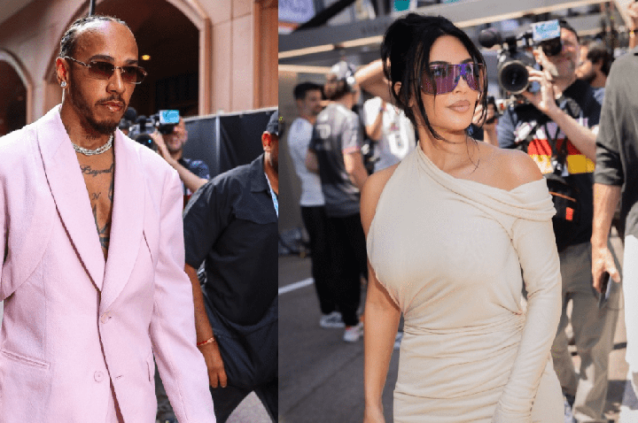 Kim Kardashian e Lewis Hamilton combinam look em 2º dia de F1 em Mônaco