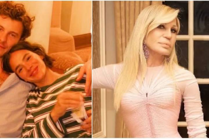 Marquezine e Shawn Mendes assistem desfile ao lado de Donatella Versace