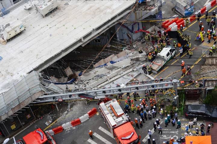 Parte de viaduto desaba na Coreia do Sul e três pessoas morrem
