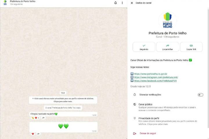 Prefeitura de Porto Velho disponibiliza canal no WhatsApp para facilitar acesso a serviços