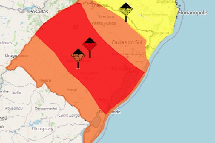 Rio Grande do Sul tem “Alerta Vermelho” para chuva nesta terça (21)
