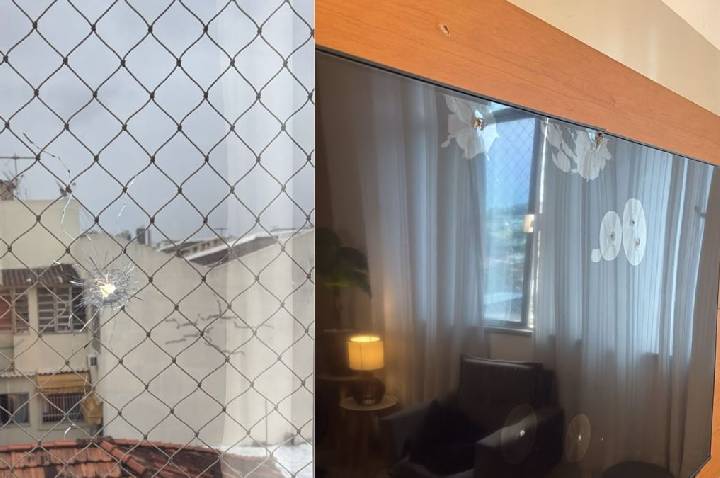 Tiro perfura janela de apartamento na zona Norte do Rio e atinge televisão