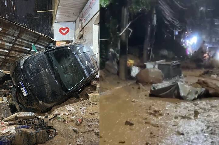 Vídeo: Deslizamento na Rocinha interdita via após forte chuva no RJ