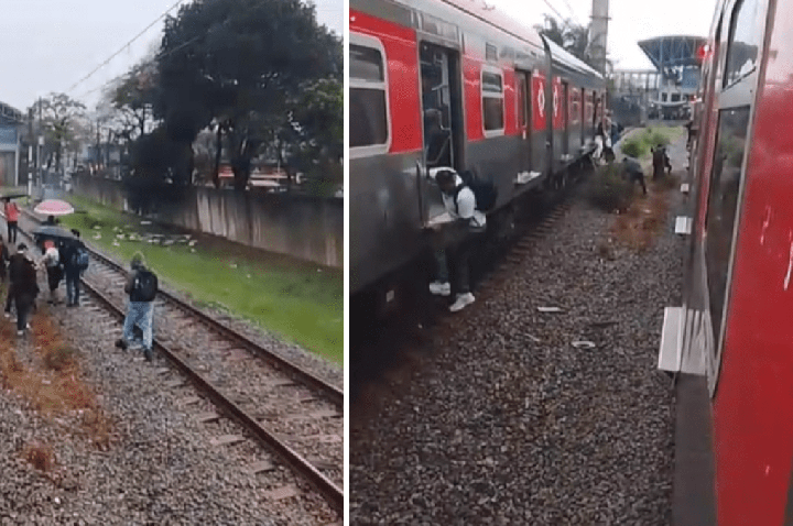 Vídeo: Passageiros andam pelos trilhos após falha na Linha 12-Safira em SP