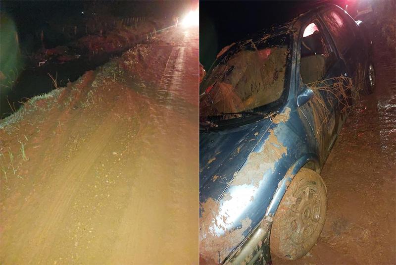 Mulher morre afogada após carro capotar e cair em vala em estrada