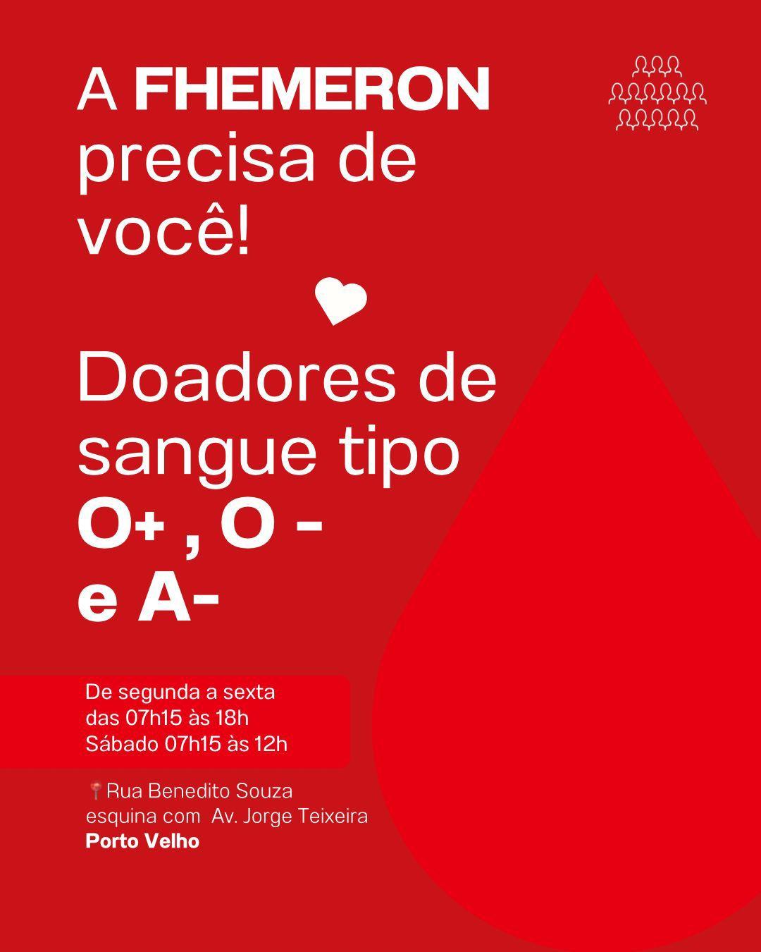 A Fhemeron alerta: estoques de sangue O+, O- e A- estão em níveis críticos!