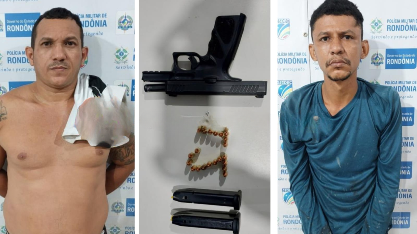 PM AGE RÁPIDO! Dupla é presa com pistola e duas motos após assaltar empregada doméstica em RO.