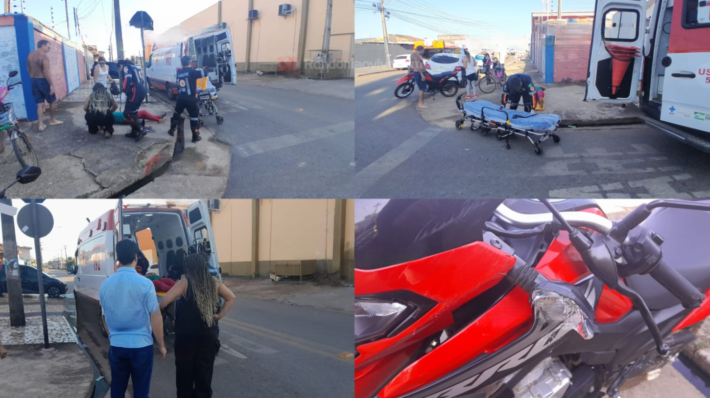 URGENTE: Motociclista de 53 anos é atropelada por carro ao avançar cruzamento.