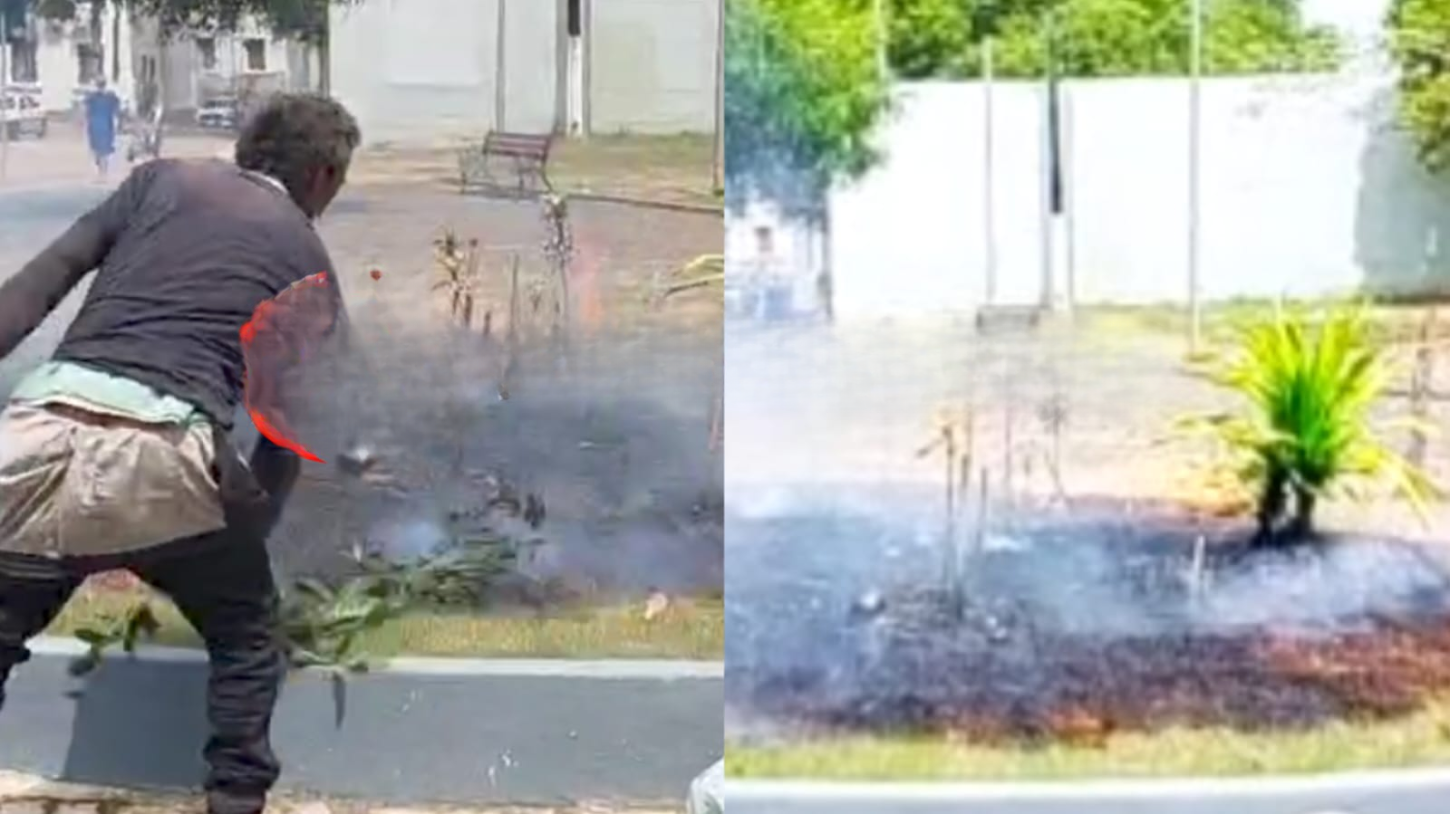 Vandalismo em Porto Velho: Homem é preso após incendiar grama em praça