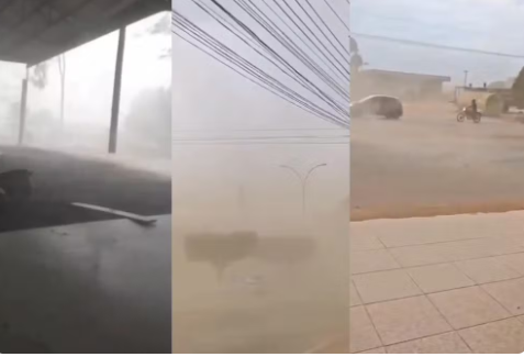 Fortes ventos acompanhados de chuva causaram estragos em Buritis (RO).