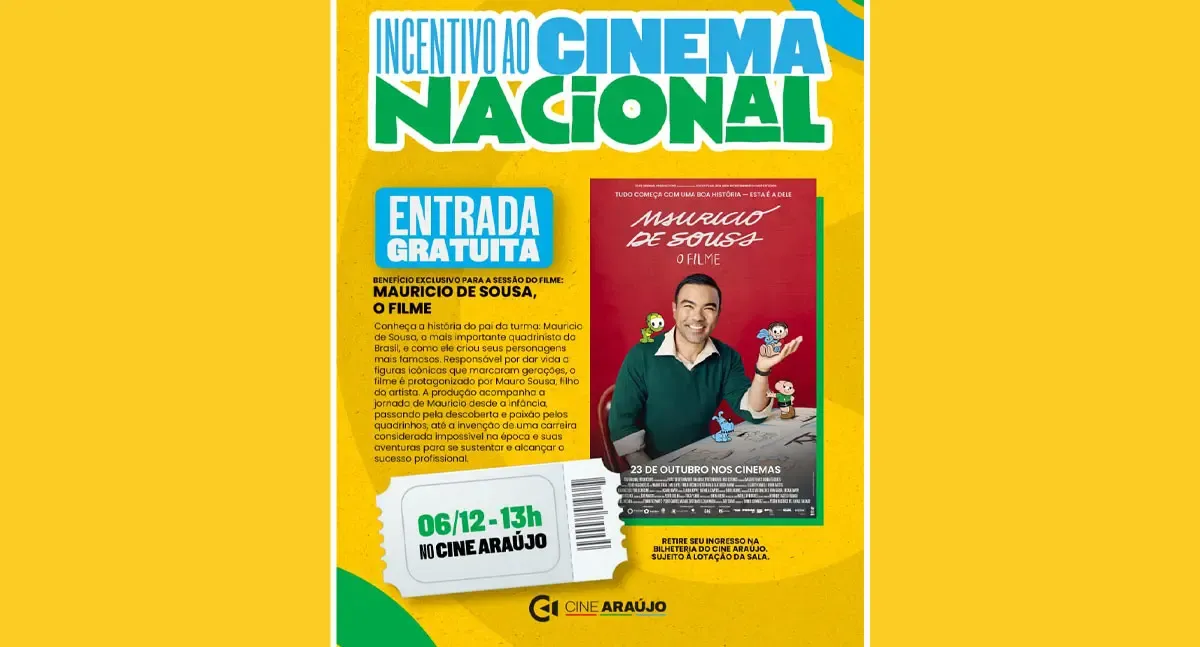 Cine Araújo Porto Velho promove sessão gratuita do filme “Maurício de Sousa”
