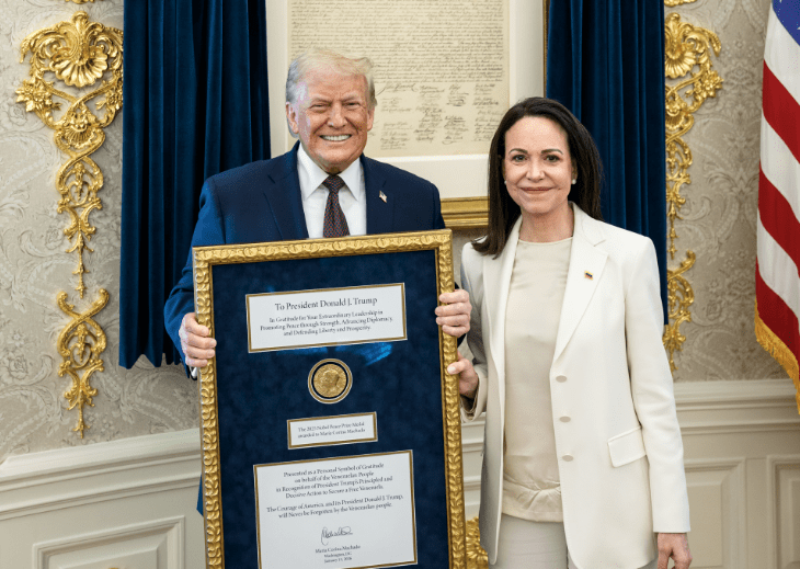 Trump aceita medalha do Prêmio Nobel da Paz de María Corina