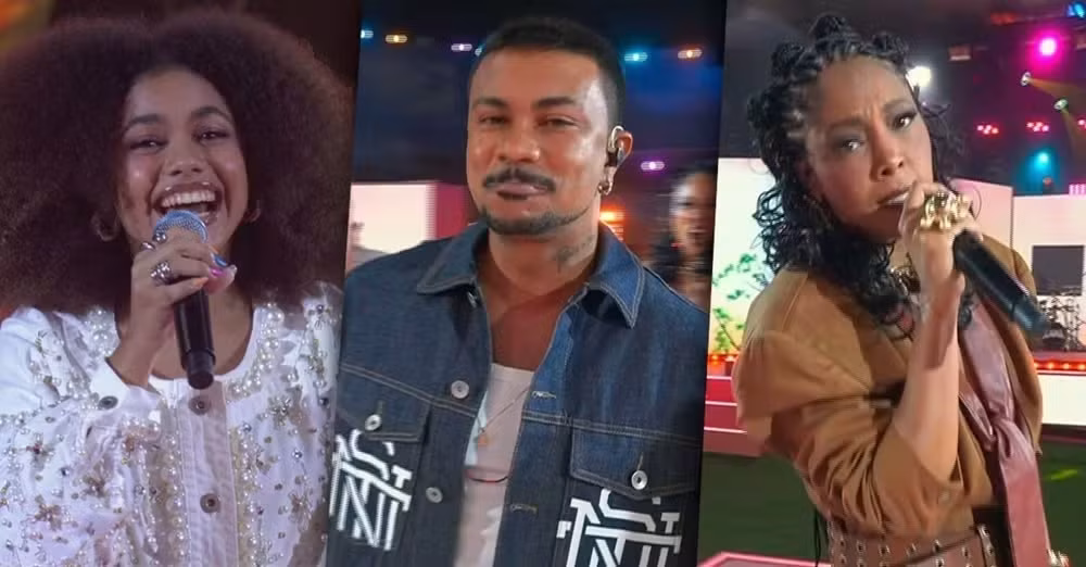 BBB26: Alana Cabral, Negra Li e Xamã cantam em festa com tema “Três Graças”