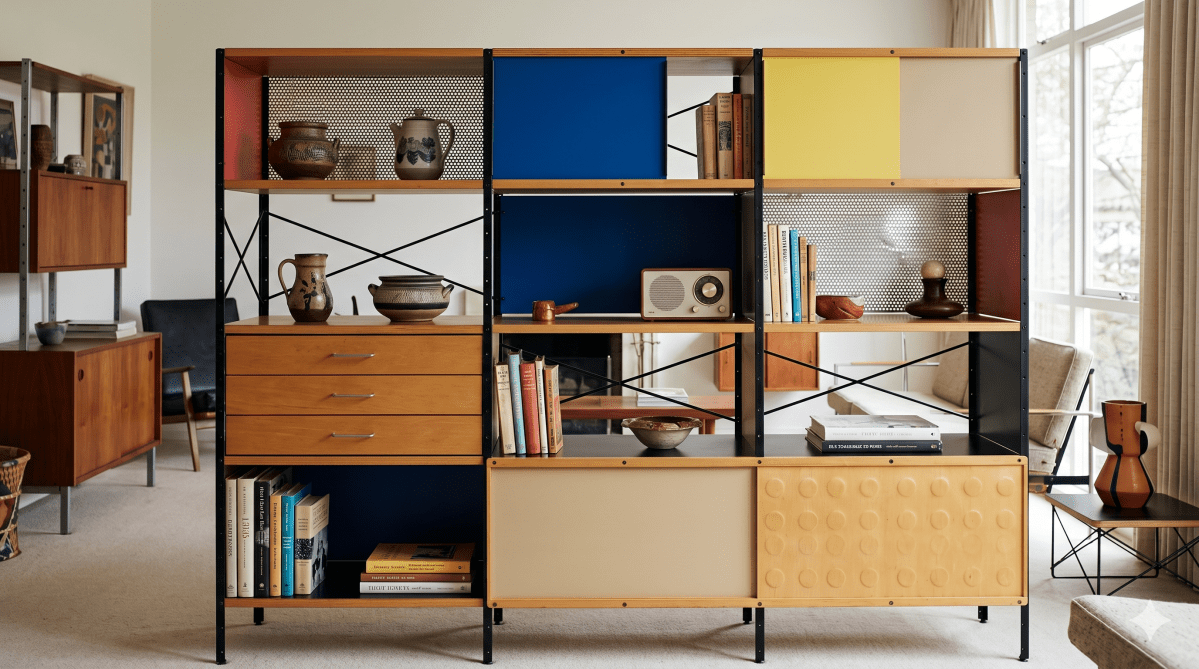 Estante Eames 1950: O ícone modular que revolucionou o mobiliário moderno