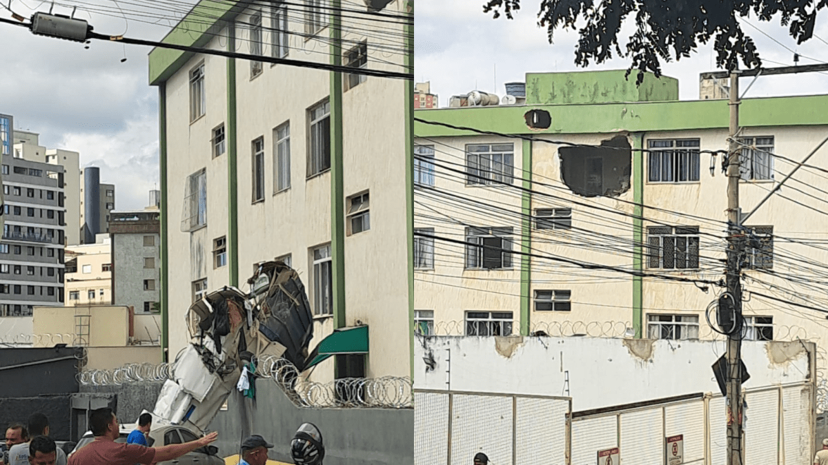 Avião de pequeno porte cai e atinge prédio em Belo Horizonte
