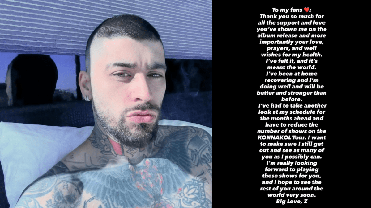 Zayn Malik atualiza estado de saúde e cancela shows da turnê “Konnakol”