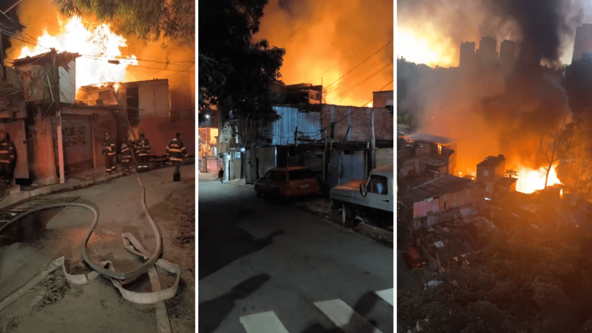 Incêndio em Paraisópolis atinge 150 moradias e famílias ficam desabrigadas