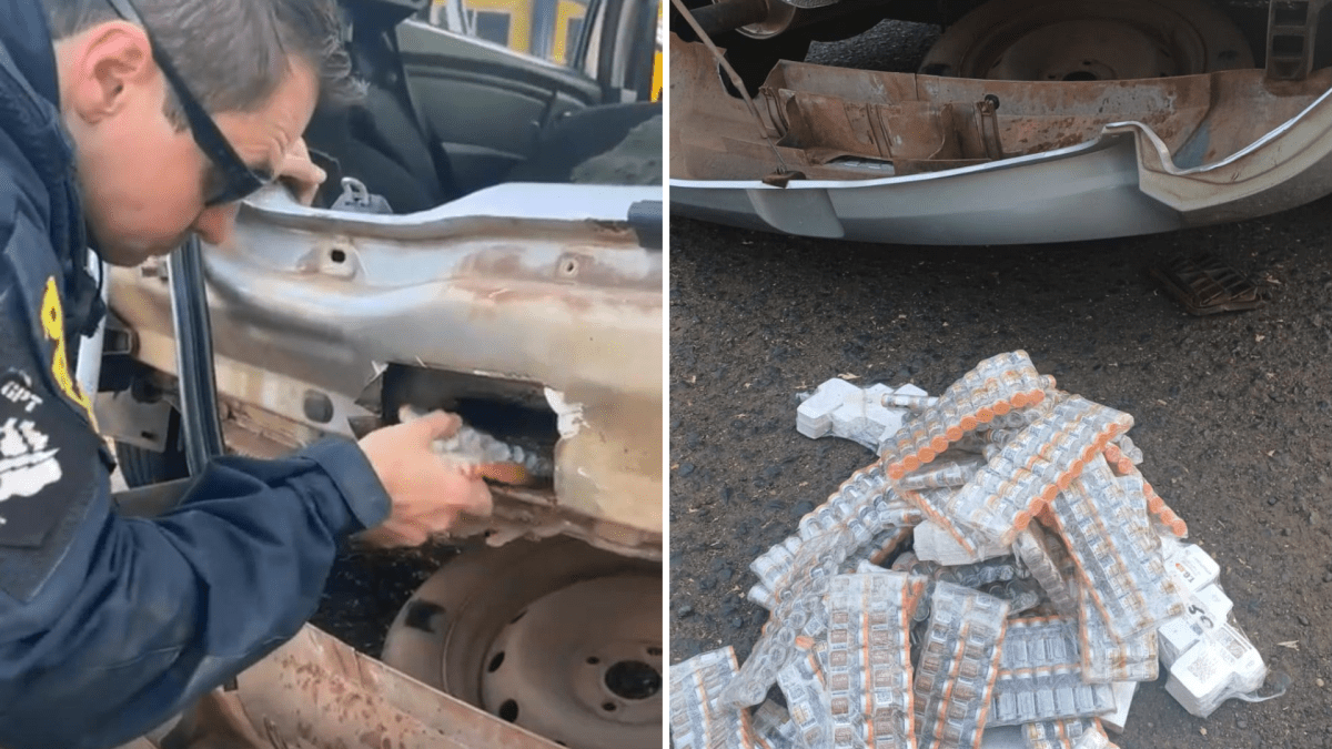 Polícia encontra 2 mil ampolas de emagrecedoras em para-choque de carro