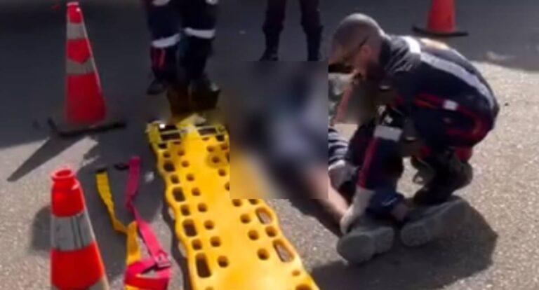 Motociclista fica ferido após avançar sinal vermelho e colidir com veículo em Porto Velho