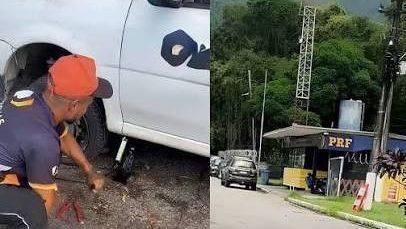 Motorista com pneu furado pede ajuda à PRF para trocar o estepe e acaba multado; veja o motivo