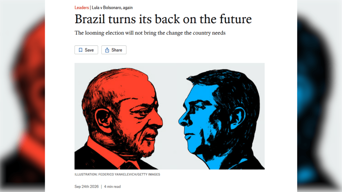 Economist diz que, entre Lula e Flávio, Brasil dá as “costas para o futuro”