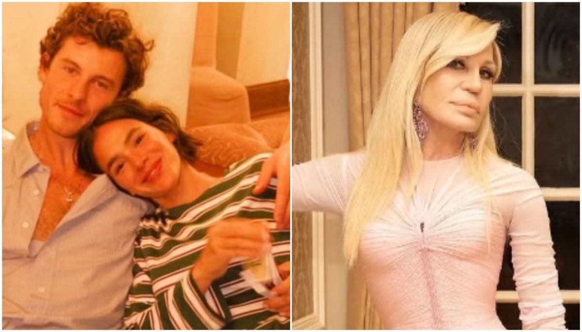 Marquezine e Shawn Mendes assistem desfile ao lado de Donatella Versace