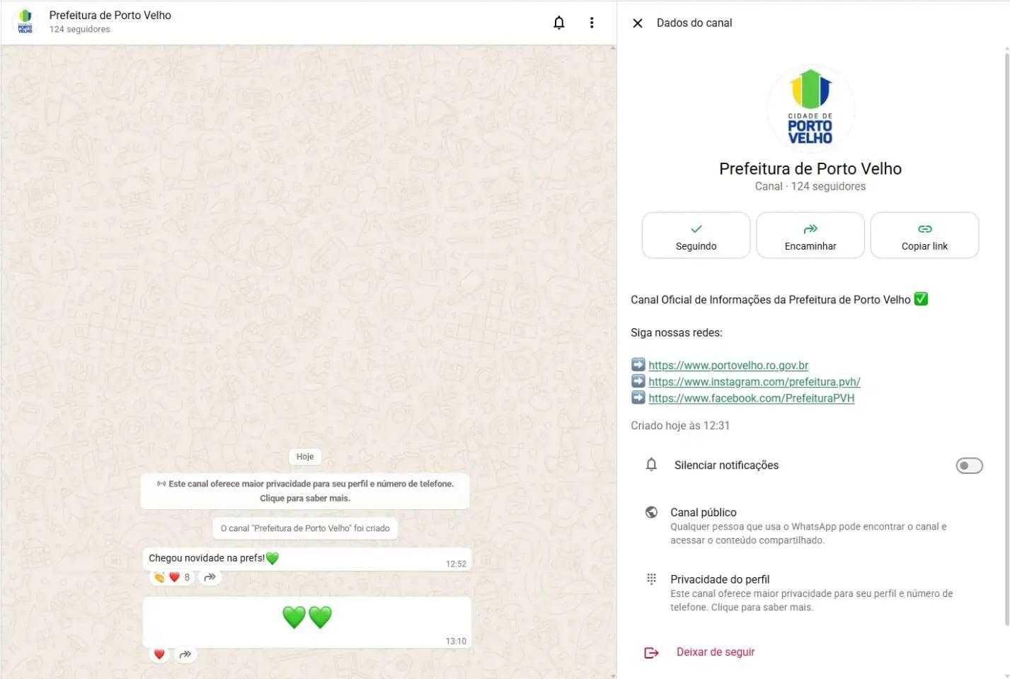 Prefeitura de Porto Velho disponibiliza canal no WhatsApp para facilitar acesso a serviços