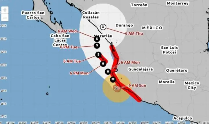 Categoria 4, furacão Simon muda de trajetória na costa do México