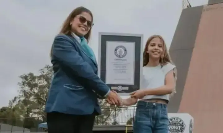 Skatista brasileira de nove anos quebra recorde e entra para o Guinness